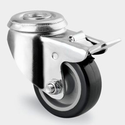 Roulette pivotante avec frein D. 50 mm à trou central 11 mm charge max. 80 kg - 0003109900 - Tente