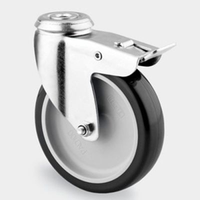 Roulette pivotante avec frein D. 100 mm à trou central 11 mm charge max. 140 kg - 0003110700 - Tente
