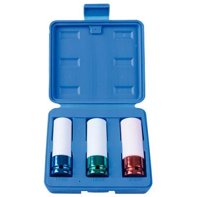 Coffret de 3 douilles longues 1/2" à chocs pour jantes alu 17, 19 et 21 mm - 4405MX - King Tony