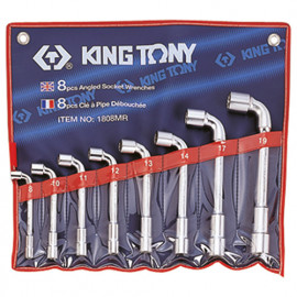 Trousse de 8 clés à pipe débouchées D. 8, 10, 11, 12, 13, 14, 17 et 19 mm - 1808MR - King Tony