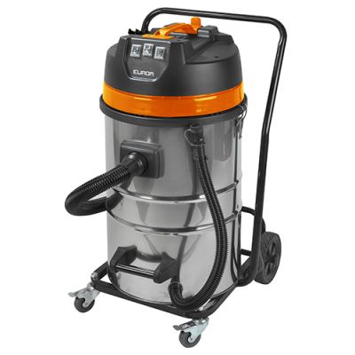 Aspirateur eau et poussières pro INOX 80 litres 3 moteurs et chariot - 230 V 3000 W - Force 3080 wet-dry - 161373 - Eurom