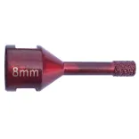 Trépan diamanté à sec D. 8 x Filetage M14 x Ht. 10 x Lt. 63 mm - Grès cérame, granit, pierre naturelle - fixtout
