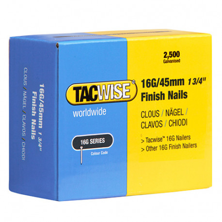 Boîte de 2500 clous de finition de type 16G L. 45 mm - TA-0297 - Tacwise