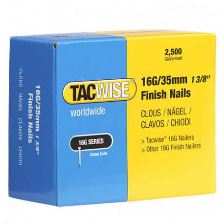 Boîte de 2500 clous de finition de type 16G L. 35 mm - TA-0295 - Tacwise