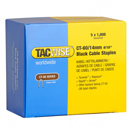 Boîte de 5000 agrafes pour câble type CT60 L. 14 mm noires - TA-1061 - Tacwise