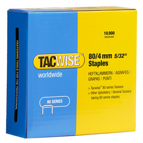 Boîte de 10000 agrafes galvanisées de type 80 L. 4 mm - TA-0380 - Tacwise