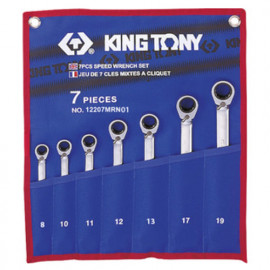 Jeu de 7 clés mixtes réversibles à cliquet 8-10-11-12-13-17-19 mm -12207MRN01 - King Tony