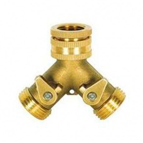 Nez de robinet laiton fil. 3/4" avec 2 sorties fil. M 3/4"+ robinet arrêt - PRA/RLB.4202 - Ribiland
