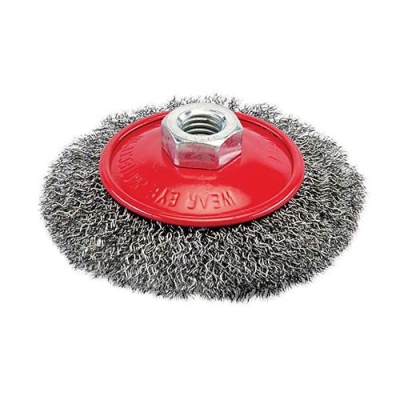 Brosse biseautée à fils d'acier ondulés D. 100 mm M14 - 277852 - Silverline