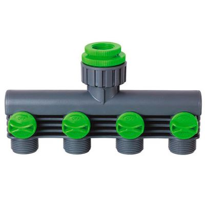 Nez de robinet quatre voies fil. F 1/2" - 3/4" - 1" - PRA/RB.1207 - Ribiland