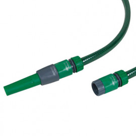 Batterie tuyau ACQUAPRO guipé vert translucide 15 m D. 15 mm + 4 raccords et lance - PRB4TG15V15 - Ribiland