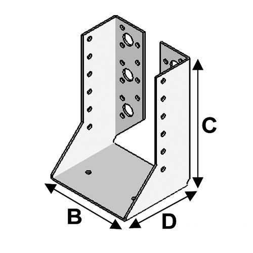 Sabot de charpente à ailes intérieures (P x l x H x ép) 80 x 90 x 205 x 2,0 mm - Fixtout