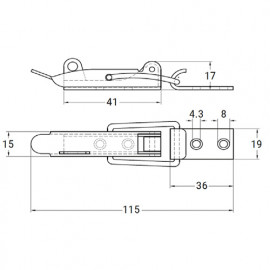 Fermeture à levier Type P longueur 115 mm. INOX A2 - Fixtout