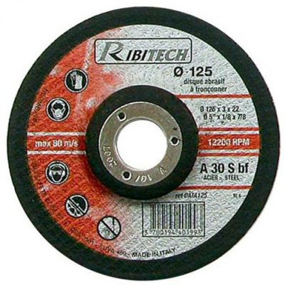 Disque à tronçonner l'acier à moyeu déporté D. 125 x 3,2 x 22,2 mm - PRDATA125 - Ribitech