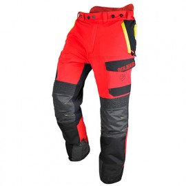 Pantalon de travail forestier INFINITY Rouge spécial tronçonneuse classe 1 type A - SOLIDUR