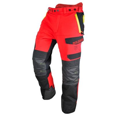 Pantalon de travail forestier INFINITY Rouge spécial tronçonneuse classe 1 type A - SOLIDUR