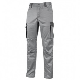 Pantalon de travail cargo en TC stretch avec deux grandes poches latérales multifonction - CRAZY Stone Grey - HY141SG - U-Power