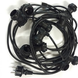 Guirlande type guinguette 10,6M de 10 douilles B22 et câble noir H07RN-F 2x1,5mm2 IP44 230V - 3005 - Fox Light