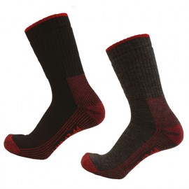 2 paires de chaussettes laine Cordura - Gamme Chaussettes - CRONOS - NOIR-ROUGE et GRIS CHINE-ROUGE - 99102C - LMA Lebeurre