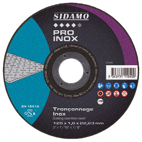 Disque à tronçonner PRO INOX D. 230 x 2 x Al. 22,23 mm - Inox - 10111041 - Sidamo