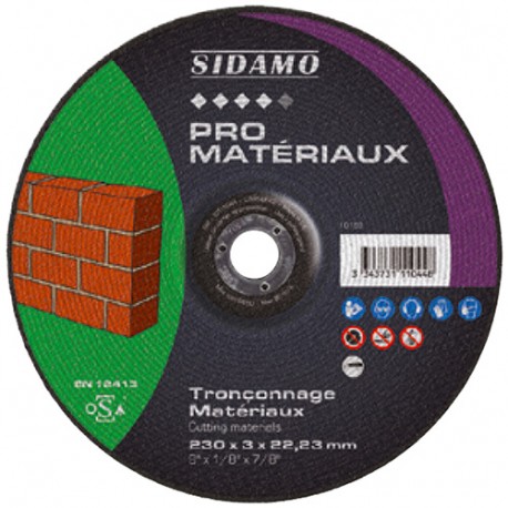 Disque à tronçonner PRO MATERIAUX D. 230 x 3 x Al. 22,23 mm - Matériaux, Béton - 10111044 - Sidamo