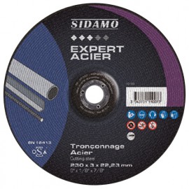 Lot de 5 disques à tronçonner EXPERT ACIER D. 230 x 3 x Al. 22,23 mm + 1 disque offert - Acier - 10111072 - Sidamo
