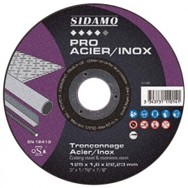 Lot de 5 disques à tronçonner PRO ACIER INOX D. 125 x 1,6 x Al. 22,23 mm + 1 disque offert - Acier, Inox - 10111073 - Sidamo