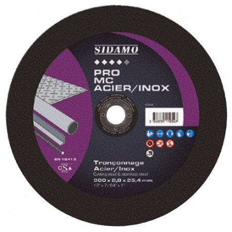 10 disques à tronçonner PRO MC ACIER INOX D. 300 x 2,8 x Al. 25,4 mm - Acier, Inox - 10111054 - Sidamo