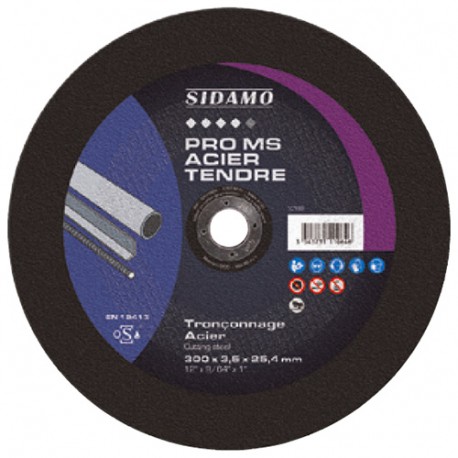10 disques à tronçonner PRO MS ACIER TENDRE D. 300 x 3,5 x Al. 25,4 mm - Acier, métaux ferreux - 10111064 - Sidamo
