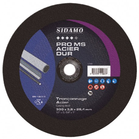 10 disques à tronçonner PRO MS ACIER DUR D. 300 x 3,5 x Al. 25,4 mm - Acier, métaux ferreux - 10111067 - Sidamo
