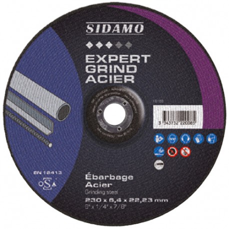 10 disques à ébarber EXPERT GRIND ACIER D. 115 x 6,4 x Al. 22,23 mm - Acier - 10222005 - Sidamo