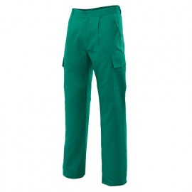 Pantalon de travail multipoches 80% polyester 20% coton 190 gr/m2 - Vert - 31601 - Vertice laboral