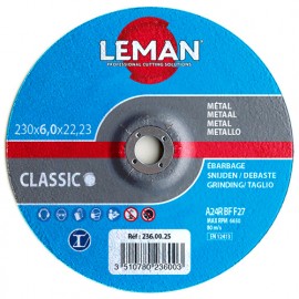 10 disques à ébarber métal à moyeu déporté - D. 115 x Al. 22,23 x Ep. 6 mm - 116.00.25 - Leman