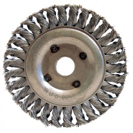Brosse circulaire pour touret fil acier torsadé 0,50 mm D.125 mm Al.22,2 mm Ep.13mm métal - Décapage extra dur - 420.125 - Leman