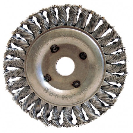 Brosse circulaire pour touret fil acier torsadé 0,50 mm D.178 mm Al.22,2 mm Ep.13mm métal - Décapage extra dur - 420.180 - Leman