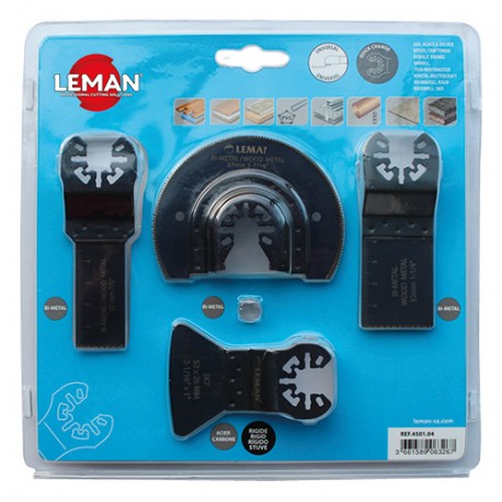 Coffret de 4 accessoires special sol et montage pour outil oscillant - 4501.04 - Leman
