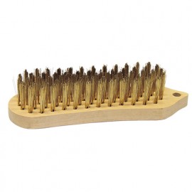 Lot de 8 brosses manuelles en bois fil acier laitonné 0,30 mm pour bois, métal et pierre - Décapage dur - 710.201 - Leman