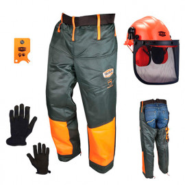 Kit de 4 EPI forestier contenant casque, jambières, gants et carte tire tiques - SOLIDUR