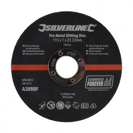 10 disques à tronçonner D. 115 x 1 x 22,23 mm Métal usage intensif - 738222 - Silverline