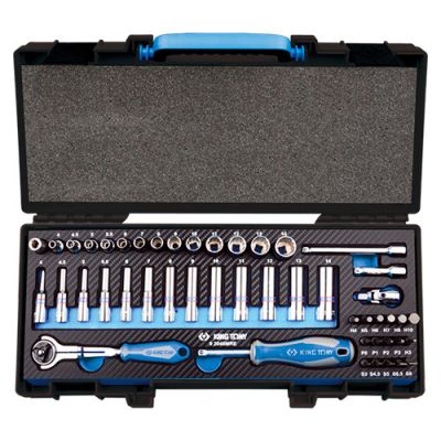 Coffret de douilles 1/4" 6 et 12 pans métriques et accessoires- 48 pièces