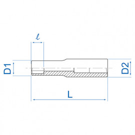 Douille longue pour vis mâles Torx - 1/4" E4 L. 50 mm