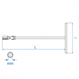 Clé en T avec douille à double articulation métrique - 10 mm L. 396 mm