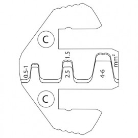 Matrice de pince à sertir C pour connecteurs femelles et fiches non isolés de 0,5 à 6 mm2
