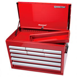 Coffre métallique transportable vide à 9 tiroirs sur roulement et bac - 307 x 427 x 660 mm