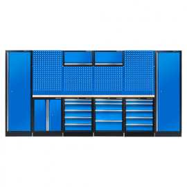 Mobilier d'atelier complet bleu - 19 pièces - 3 930 x 2 000 x 460 mm