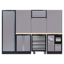 Mobilier d'atelier complet gris option 3 meubles bas - 10 pièces - 2 640 x 2 000 x 460 mm