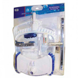 Kit d'accessoires de nettoyage pour piscine avec 2 épuisettes - Blanc
