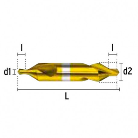 Foret métal à centrer 118° HSS DIN333A D. 2,5 / 6,3 x Lt. 47 x lu. 3,6 mm