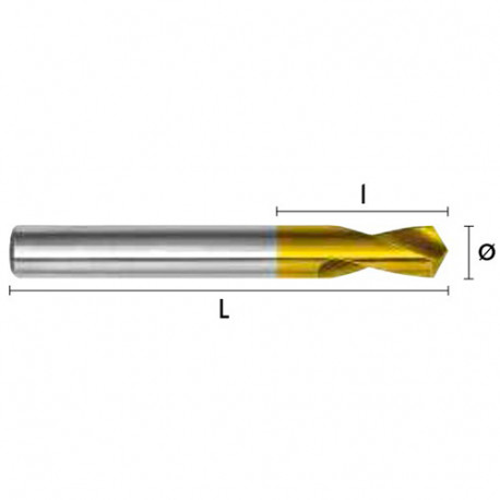 Foret métal à centrer 120° HSSCO CNC D. 3 x Lt. 50 x lu. 10 mm