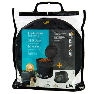 Kit pliable sac à croquettes 4 kg + écuelle - Animals and Car
